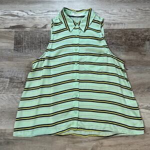 Equipment Femme Mint Silk Sleeveless Button Down Top Striped Collared XS